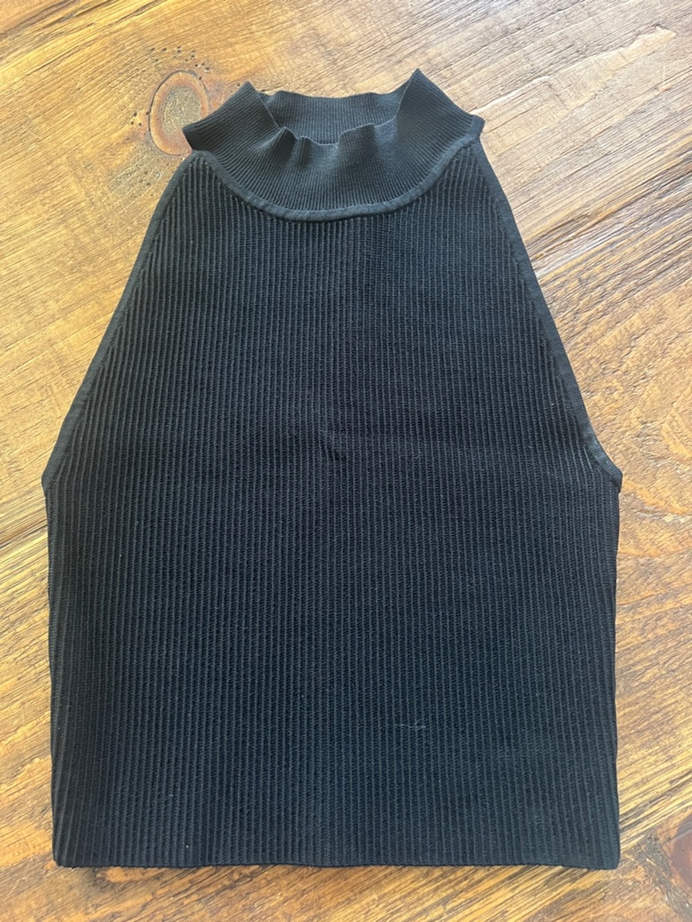 Babaton Black Ribbed Mock Neck Tank